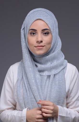 Simli Şal 60033-04 Gümüş Gri
