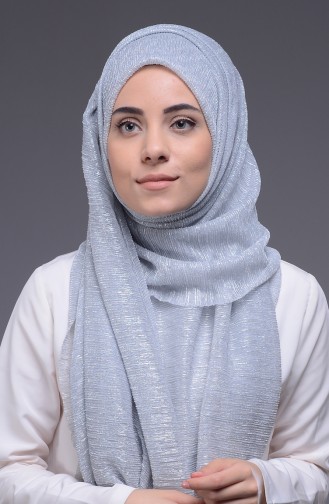 Simli Şal 60033-04 Gümüş Gri