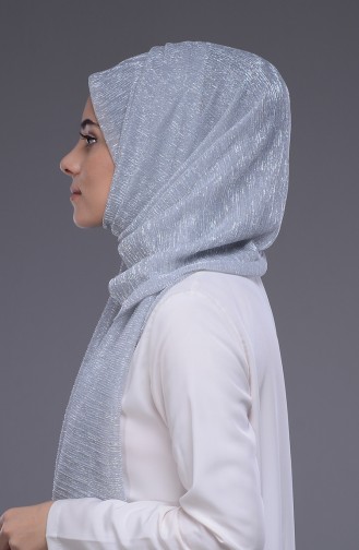 Simli Şal 60033-04 Gümüş Gri