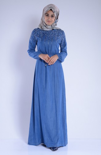 Blau Hijab Kleider 1218-01