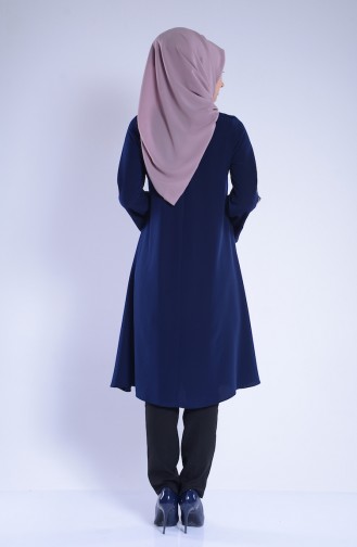 İşlemeli Tunik 1586-01 Lacivert