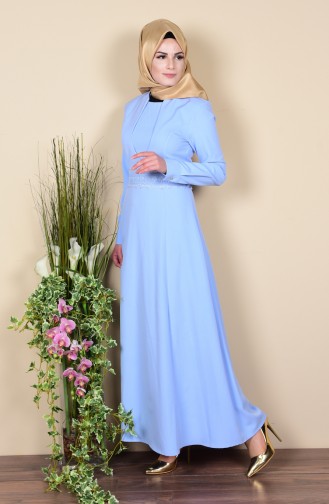 Baby Blue Hijab Dress 3018-05