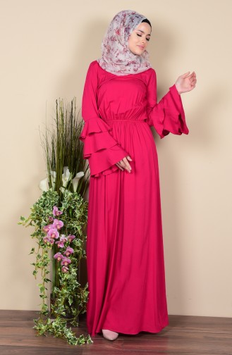 Fuchsia Hijab Dress 6070-03