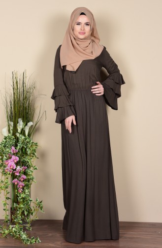 Khaki Hijab Kleider 6070-08