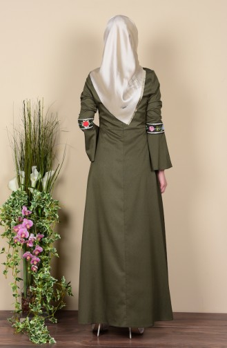 Khaki Hijab Kleider 8065-07
