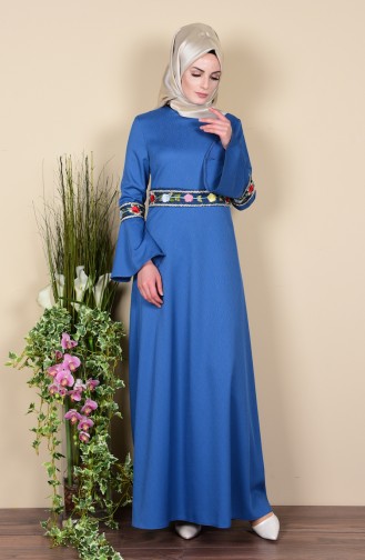 Indigo Hijab Dress 8065-08