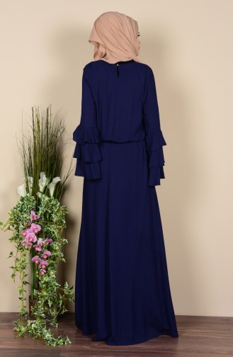 Navy Blue Hijab Dress 6070-06