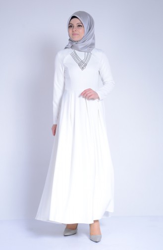 Ecru Hijab Dress 4147-11