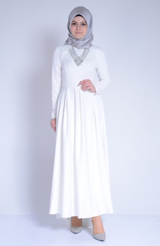 Ecru Hijab Dress 4147-11