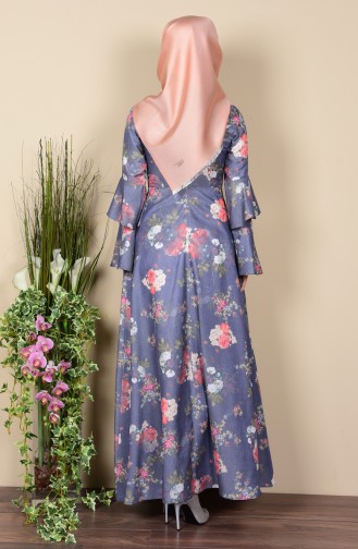 Navy Blue Hijab Dress 4045-28