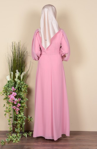 Powder Hijab Evening Dress 52553-09