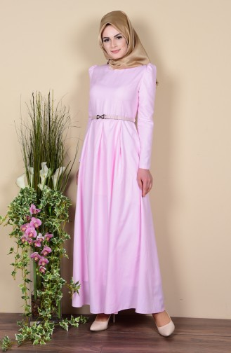 Kleid mit Gürtel 3159-03 Pink 3159-03