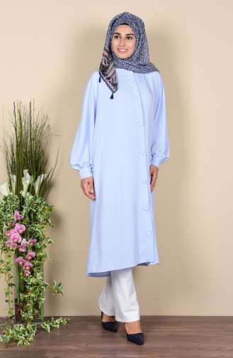 Fledermausärmeln Tunika mit Knöpfen 6187-01 Baby Blau 6187-01