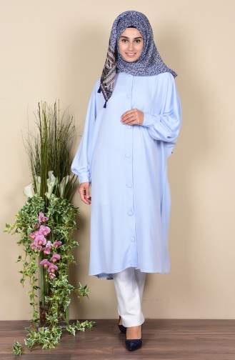 Fledermausärmeln Tunika mit Knöpfen 6187-01 Baby Blau 6187-01