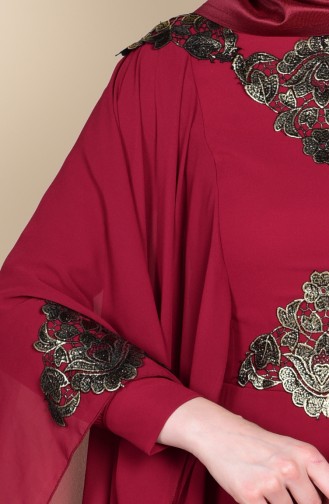 Weinrot Hijab-Abendkleider 3014-04