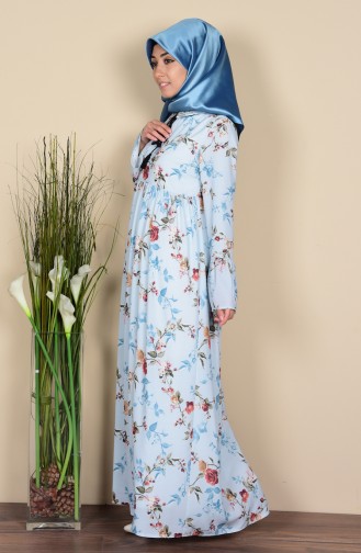 Ice Blue Hijab Dress 1614-01