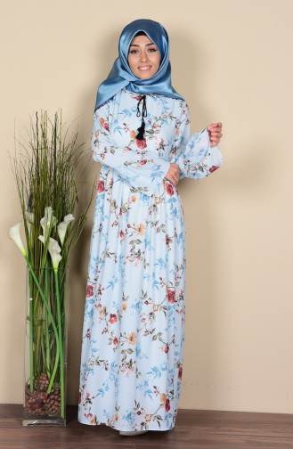 Ice Blue Hijab Dress 1614-01
