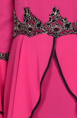 Fuchsia Hijab Evening Dress 3012-03