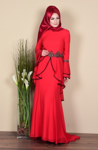 Chiffon Evening Dress 3012-02 Red 3012-02
