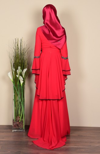 Chiffon Evening Dress 3012-02 Red 3012-02