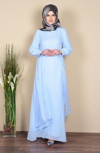 Blue Hijab Evening Dress 52559-06