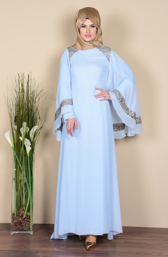 Blue Hijab Evening Dress 52596-10