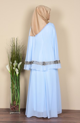 Blue Hijab Evening Dress 52596-10