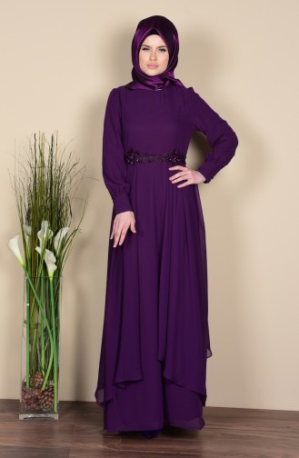 Purple Hijab Evening Dress 52559-09