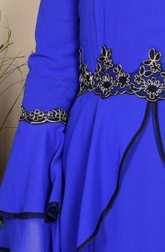 Robe De Soirée a Dentelle 3012-05 Bleu Roi 3012-05