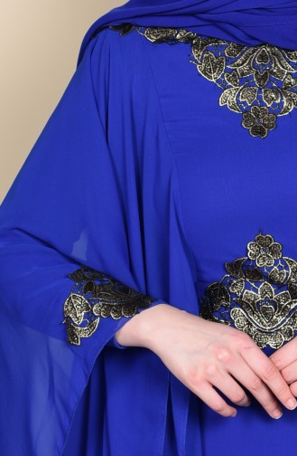 Saxe Hijab Evening Dress 3014-02