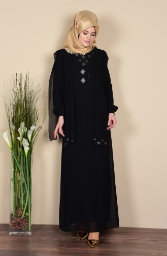 Robe Mousseline İmprimée de Pierre 99052-05 Noir 99052-05