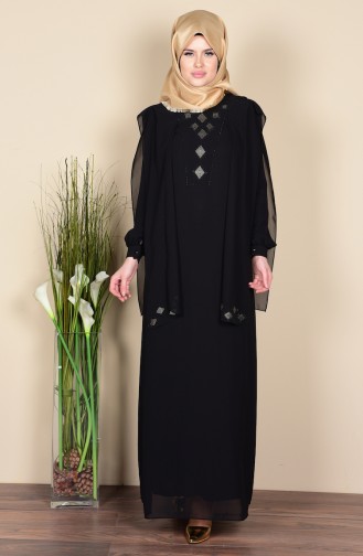 Robe Mousseline İmprimée de Pierre 99052-05 Noir 99052-05