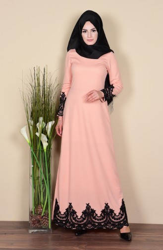 Salmon Hijab Dress 3013-04