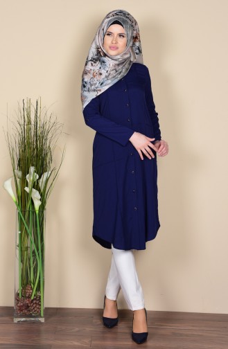 Krep Tunik 1323-09 Açık Lacivert