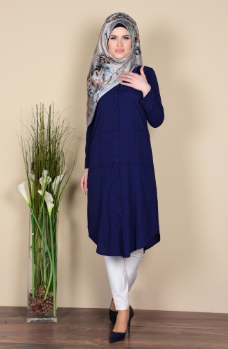 Krep Tunik 1323-09 Açık Lacivert