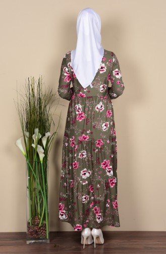 Khaki Hijab Dress 3337-01