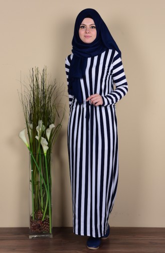 Navy Blue Hijab Dress 0580-01
