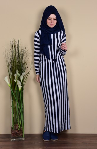 Navy Blue Hijab Dress 0580-01