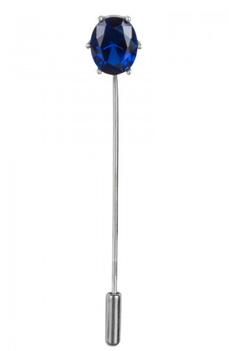 Gümüş Kristal Taşlı Eşarp İğnesi ANYZK-B5-01 Mavi