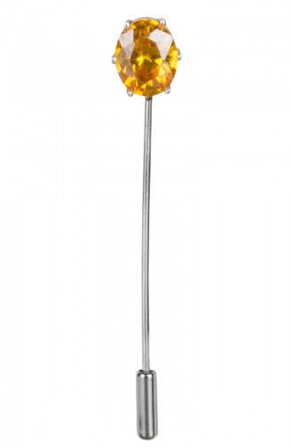 Gümüş Kristal Taşlı Eşarp İğnesi ANYZK-B5-05 Sarı