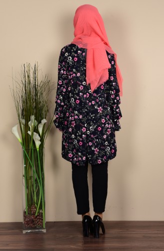 Çiçekli Tunik 0771D-01 Lacivert Lila