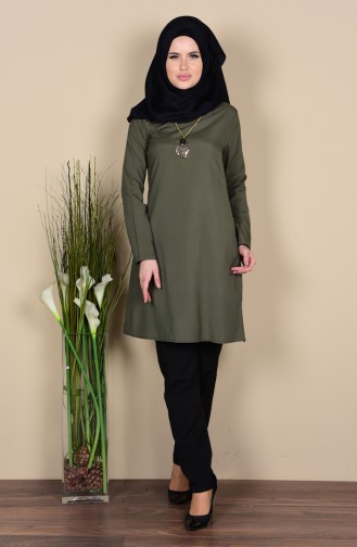 Tunique avec Collier 3053-20 Vert Khaki Cair 3053-20