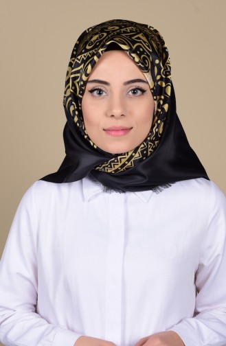 Desenli Tafta Eşarp 95009-07 Gold