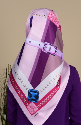 Dijital Baskılı Eşarp 95010-03 Lila Mor