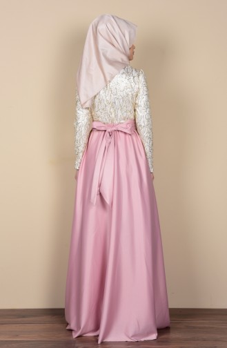 Light Powder Hijab Evening Dress 1043-12