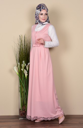 Dunkel-Lachsrosa Hijab Kleider 3037-07