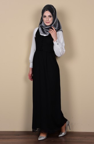 Schwarz Hijab Kleider 3037-09