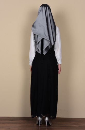 Schwarz Hijab Kleider 3037-09
