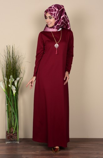 Claret Red Hijab Dress 1109-04