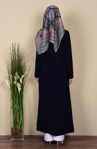 SUKRAN Button Detailed Cape 35769-02 Navy Blue 35769-02